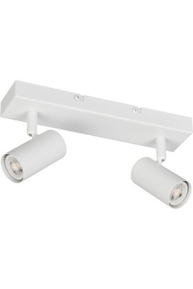 Reality Taryn compacte witte plafondspot met plafondbalk van 26cm en twee 35mm GU10 spotjes