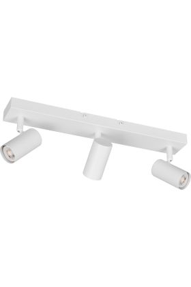Reality Taryn compacte witte plafondspot met plafondbalk van 44,5cm en drie 35mm GU10 spotjes