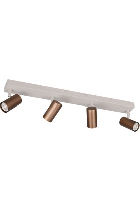 Reality Taryn compacte witte plafondspot met plafondbalk van 44,5cm en drie 35mm GU10 spotjes