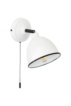 Brilliant Telio 97002/05 wit wandspotje van metaal met zwarte rand en trekschakelaaar