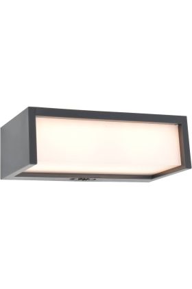 Lutec Avony zwarte wandlamp voor buiten van 20,5 cm hoog met zonnepaneel bovenop en E27 peertje
