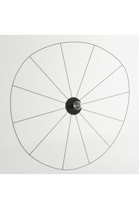 Thoro Eskola TH.013CZ grote zwarte platte golvende wandlamp van draadstaal