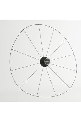 Thoro Eskola TH.015CZ grote zwarte platte golvende wandlamp van draadstaal