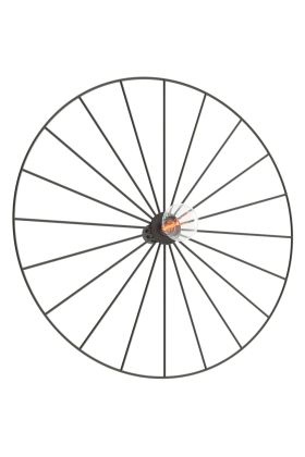 Thoro Sirkel TH.142 zwarte wiel vormige wandlamp met globelamp