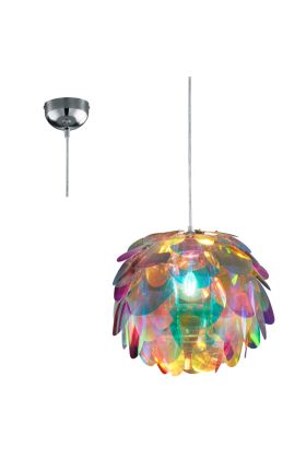 Trio Clover hanglamp met een diameter van 40cm met een kap bestaande uit veelkleurige ronde schijfjes van acryl