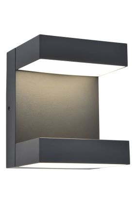 Lutec Twisto antraciet grijze wandlamp voor buiten van 15,1 cm hoog met twee draaibare LED panelen