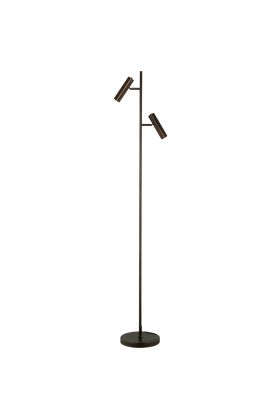 Freelight Undici brons-goud kleurige vloerlamp van 150cm hoog met twee GU10 35mm spots van 15cm lang
