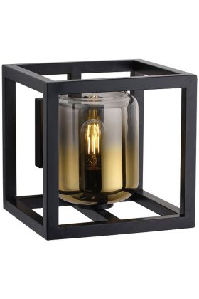 Freelight Dentro W4120GD zwarte wandlamp met goud glas