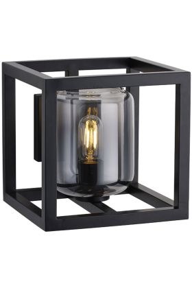Freelight Dentro W4120SK zwarte wandlamp met rookglas