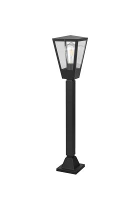 Brilliant Westcliff antraciet grijze paallamp van 80 cm hoog met rechthoekige lantaarn met helder glazen ruitjes