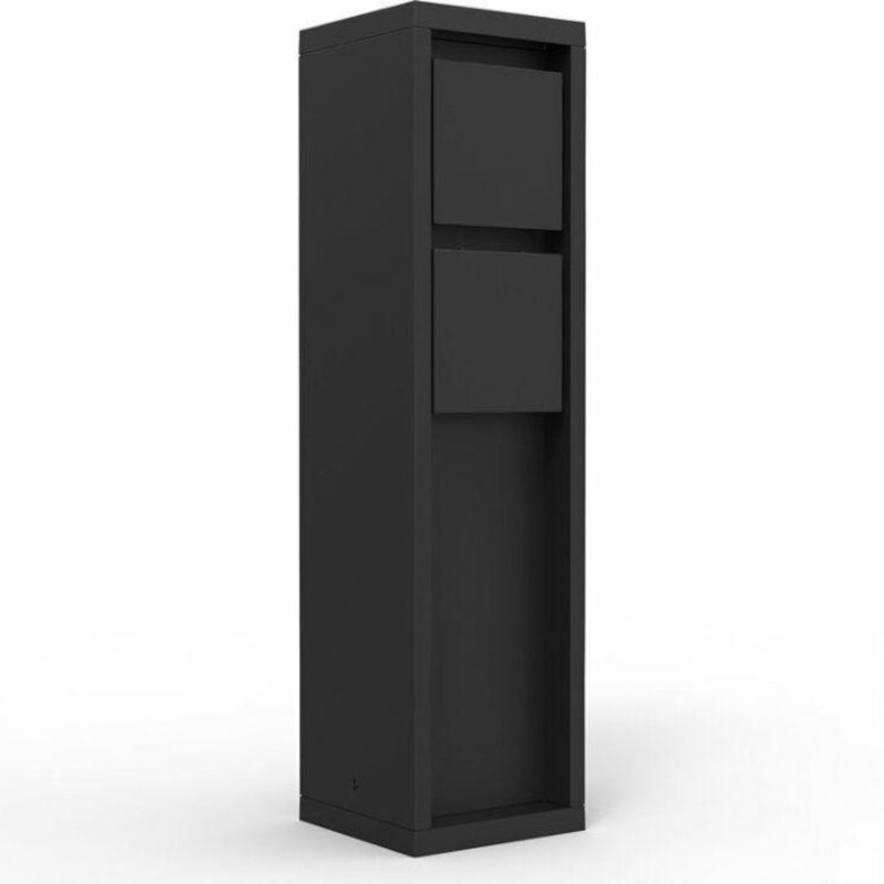 Zwart stopcontactpaaltje voor buiten met twee stopcontacten met aansluiting voor Belgi&euml;