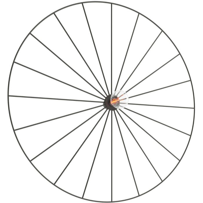 Grote wandlamp als wiel met spaken voor een kopspiegellamp in het midden