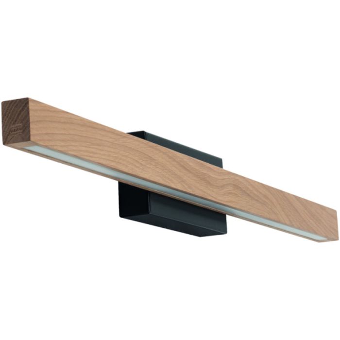 Spiegellamp van eikenhout en zwart metaal