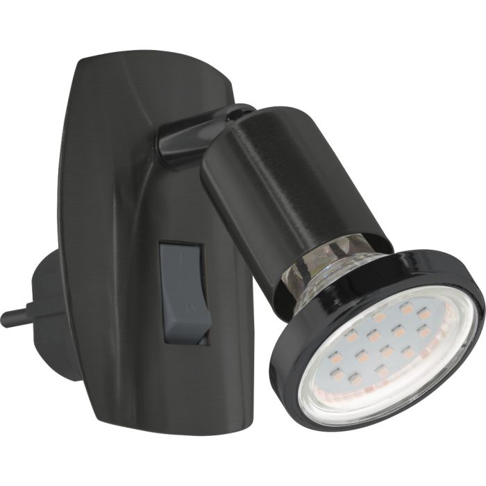 Zwart stekkerlampje met GU10 lamp voor in het stopcontact