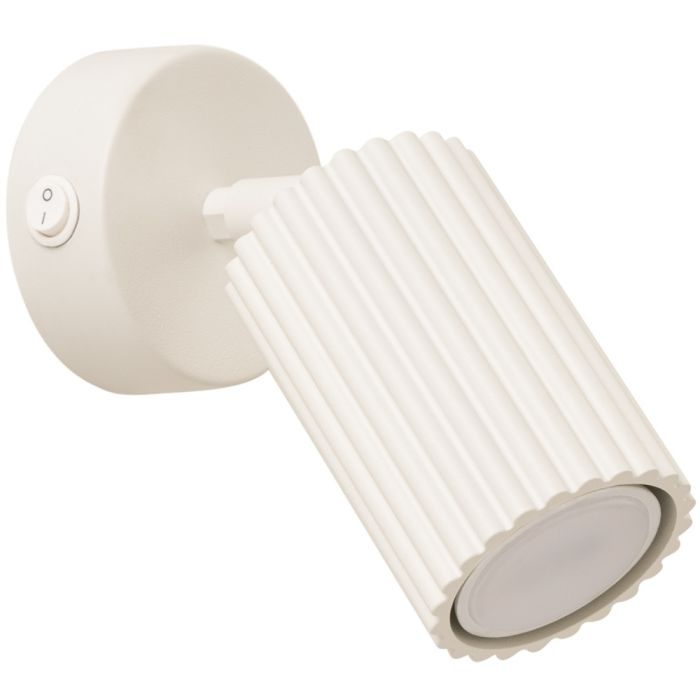 Beige wandspot met geribbelde zijkant en een schakelaar